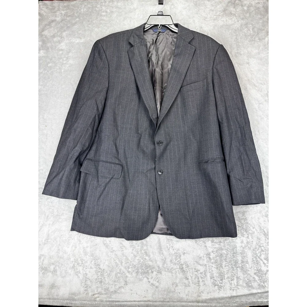 Brooks Brothers 346 Mens Blazer 48L Gray Pinstripe Wool Stretch Luxury